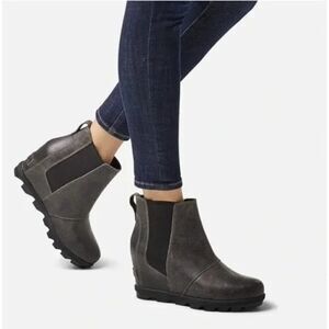 Sorel Joan of Arctic Leather Wedge II Chelsea Ankle Snow Bootie Boot Size 8.5